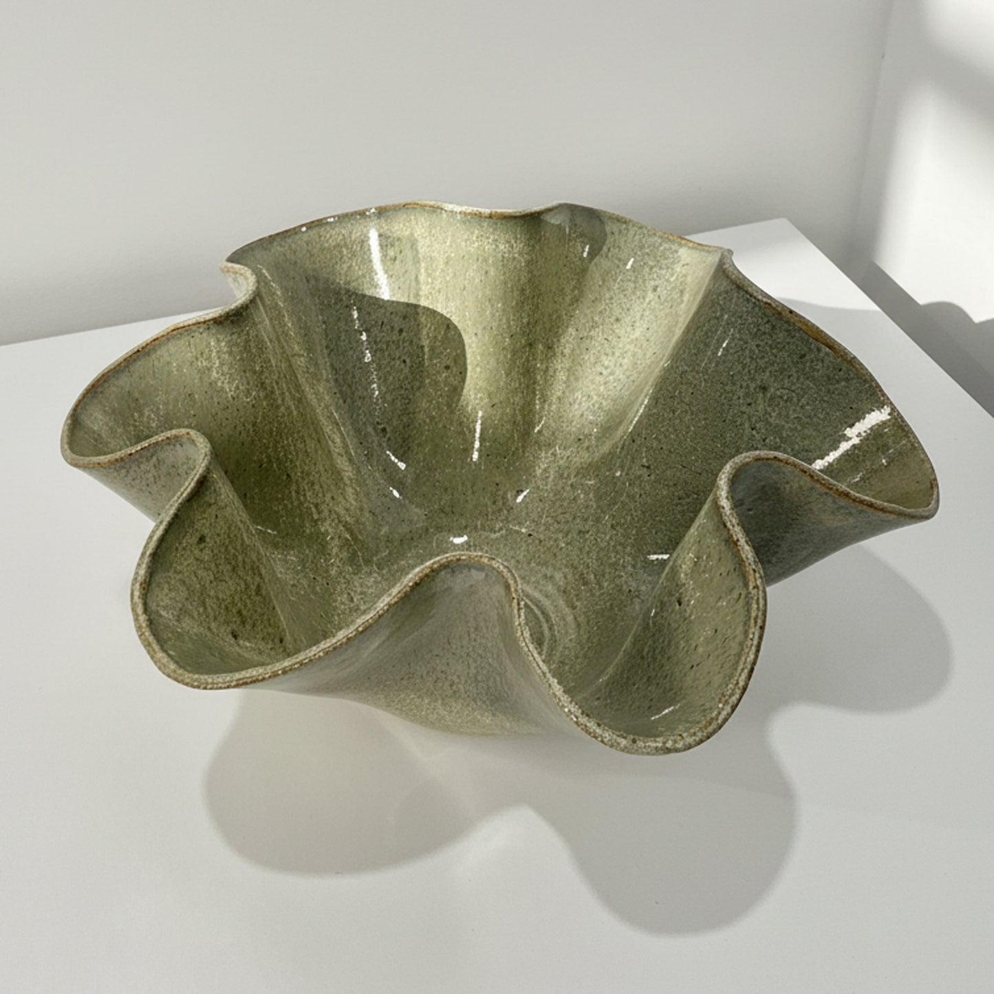 Oversized Wave Bowl in Melted Mint Glaze