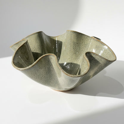 Oversized Wave Bowl in Melted Mint Glaze