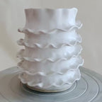 Spiral Edge Cylindrical Vase - White