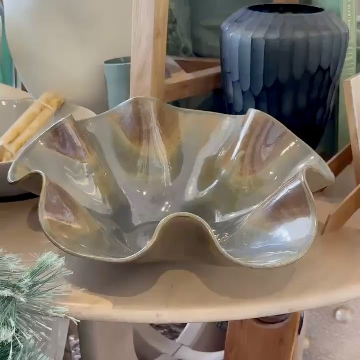 Oversized Statement Wave Bowl - Rockpool