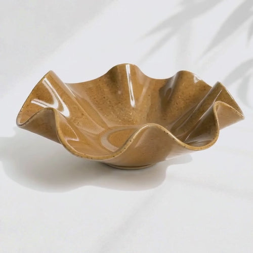 Oversized Statement Wave Bowl - Caramel by Polly Barton