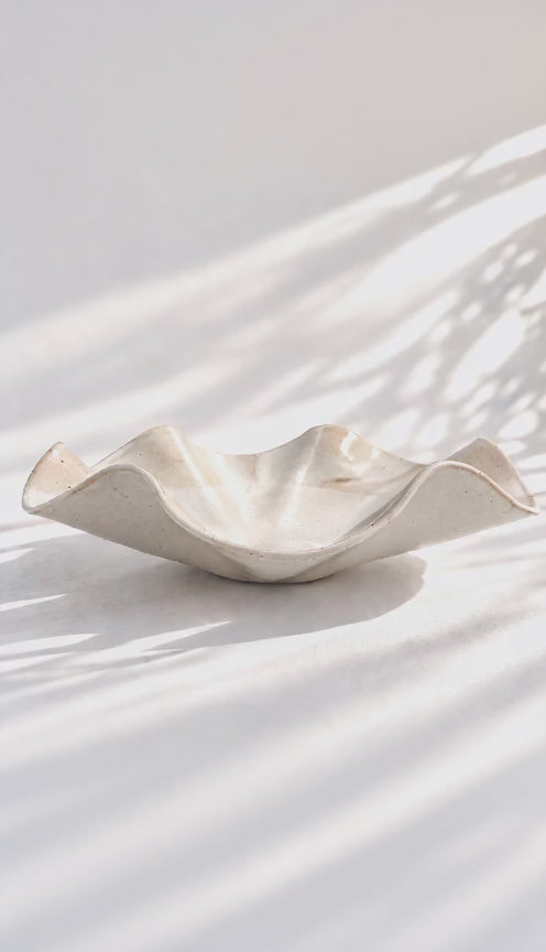 Oversized Sculptural Wave Dish - White