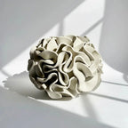 Large Ruffled Sphere Vase - White Clay