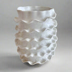 Large Spiral Edge Cylindrical Vase - White