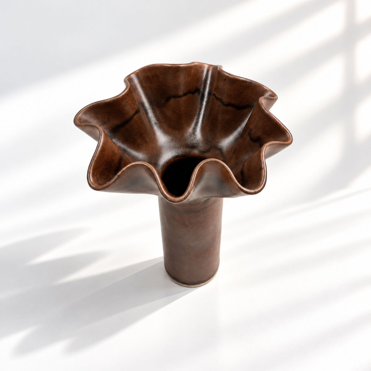Chocolate Ruffle Vase - Tall