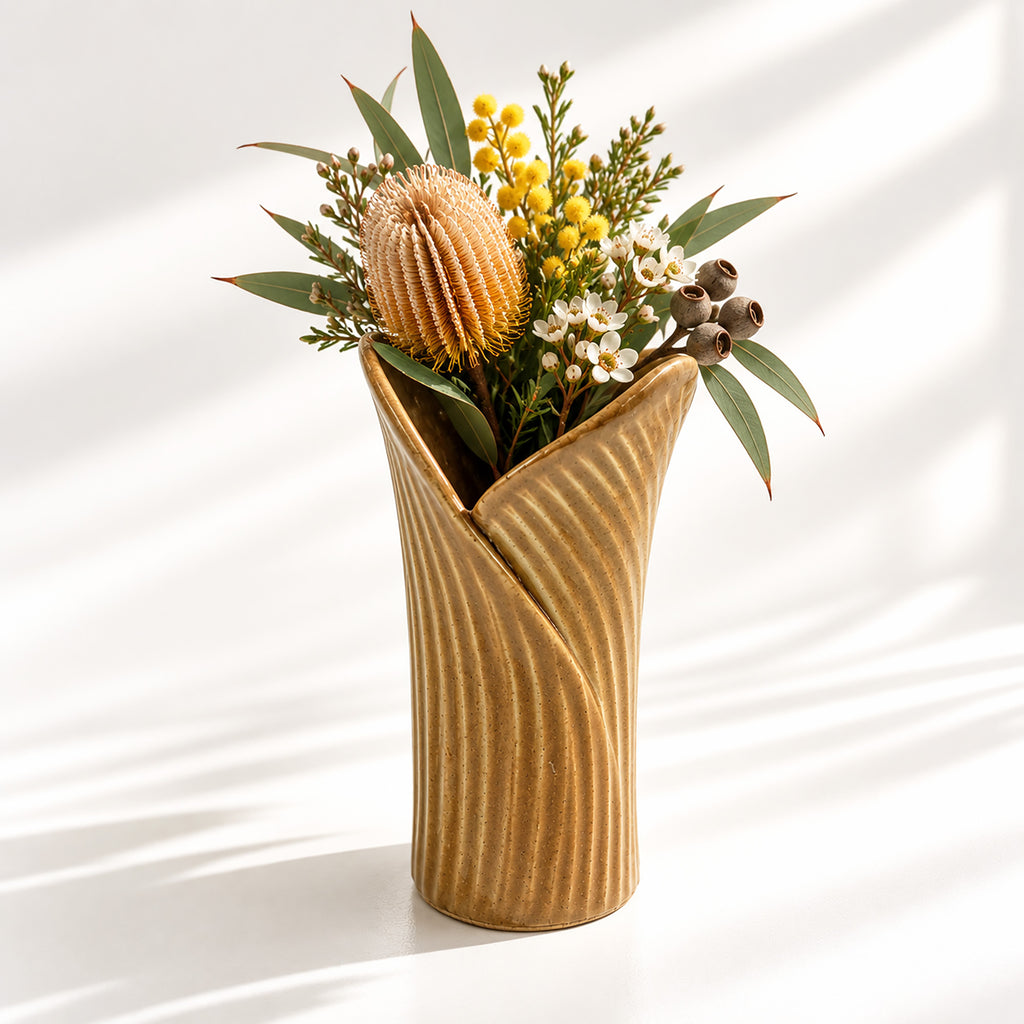 Tulip Flower Vase - Caramel Glaze