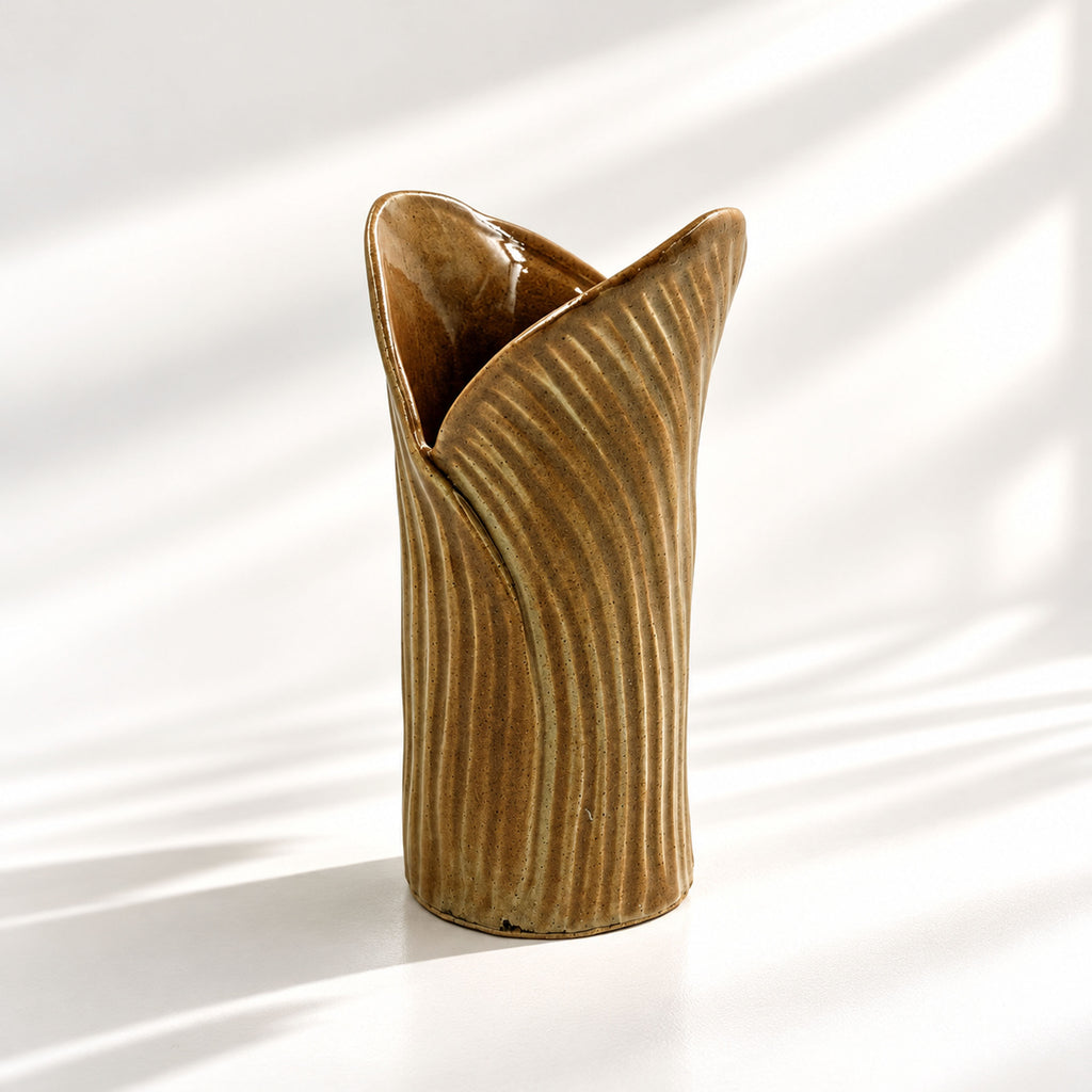Tulip Flower Vase - Caramel Glaze