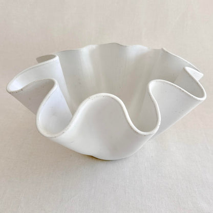 Large White Wave Bowl - Tall Sides