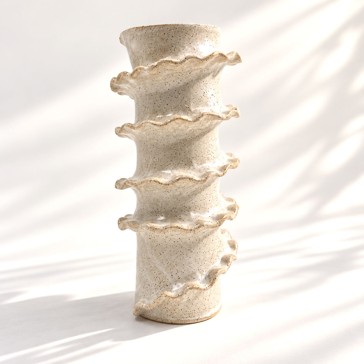Tall Spiral Cylindrical Vase - White