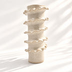 Tall Spiral Cylindrical Vase - White