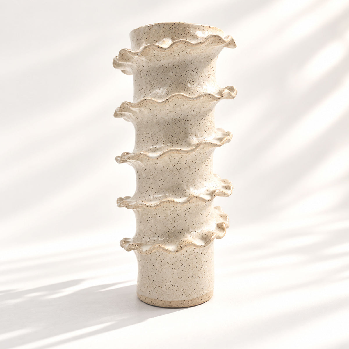 Tall Spiral Cylindrical Vase - White