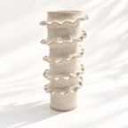 Tall Spiral Cylindrical Vase - White