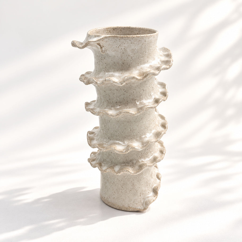 Tall Spiral Cylindrical Vase - White