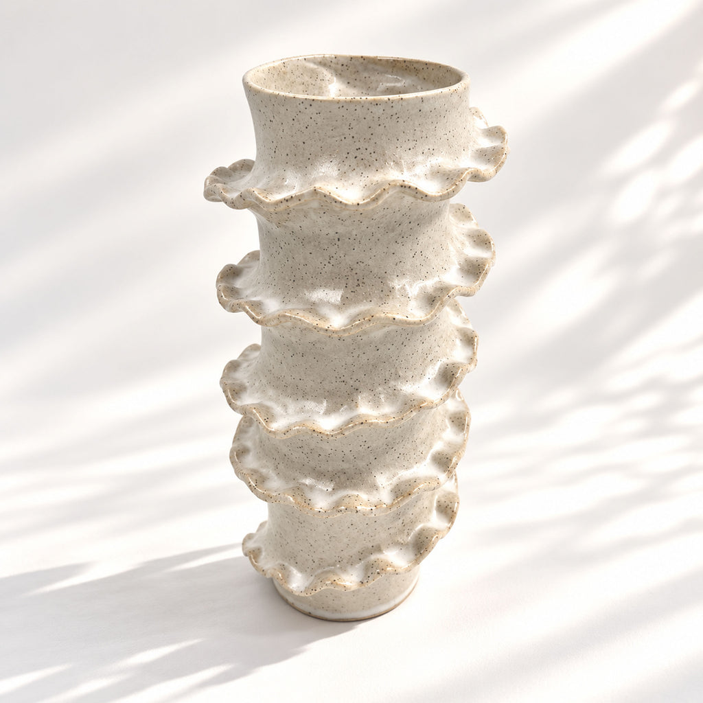 Tall Spiral Cylindrical Vase - White