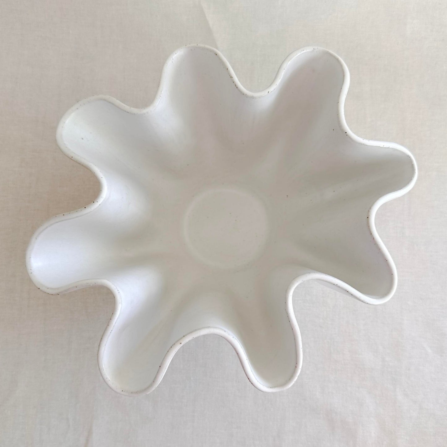 Ceramic Sculptural Wave Bowl - White