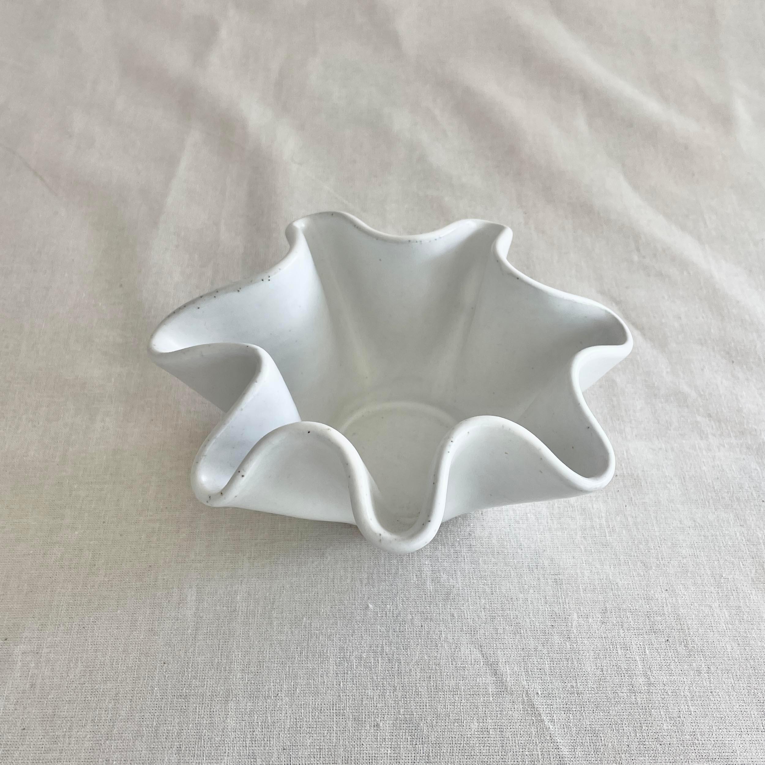 High Sided Wave Bowl - Medium/Small White - Irregular Form