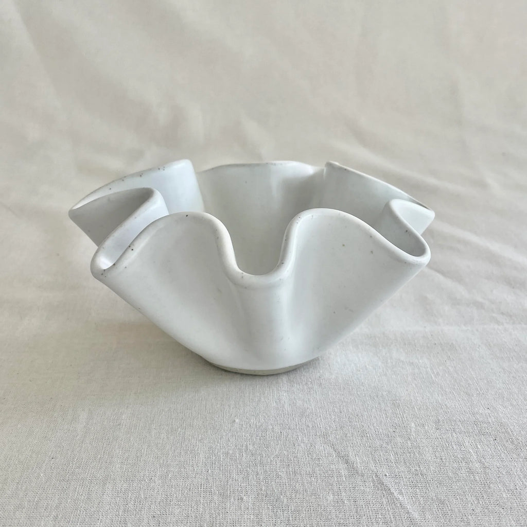 High Sided Wave Bowl - Medium/Small White - Irregular Form