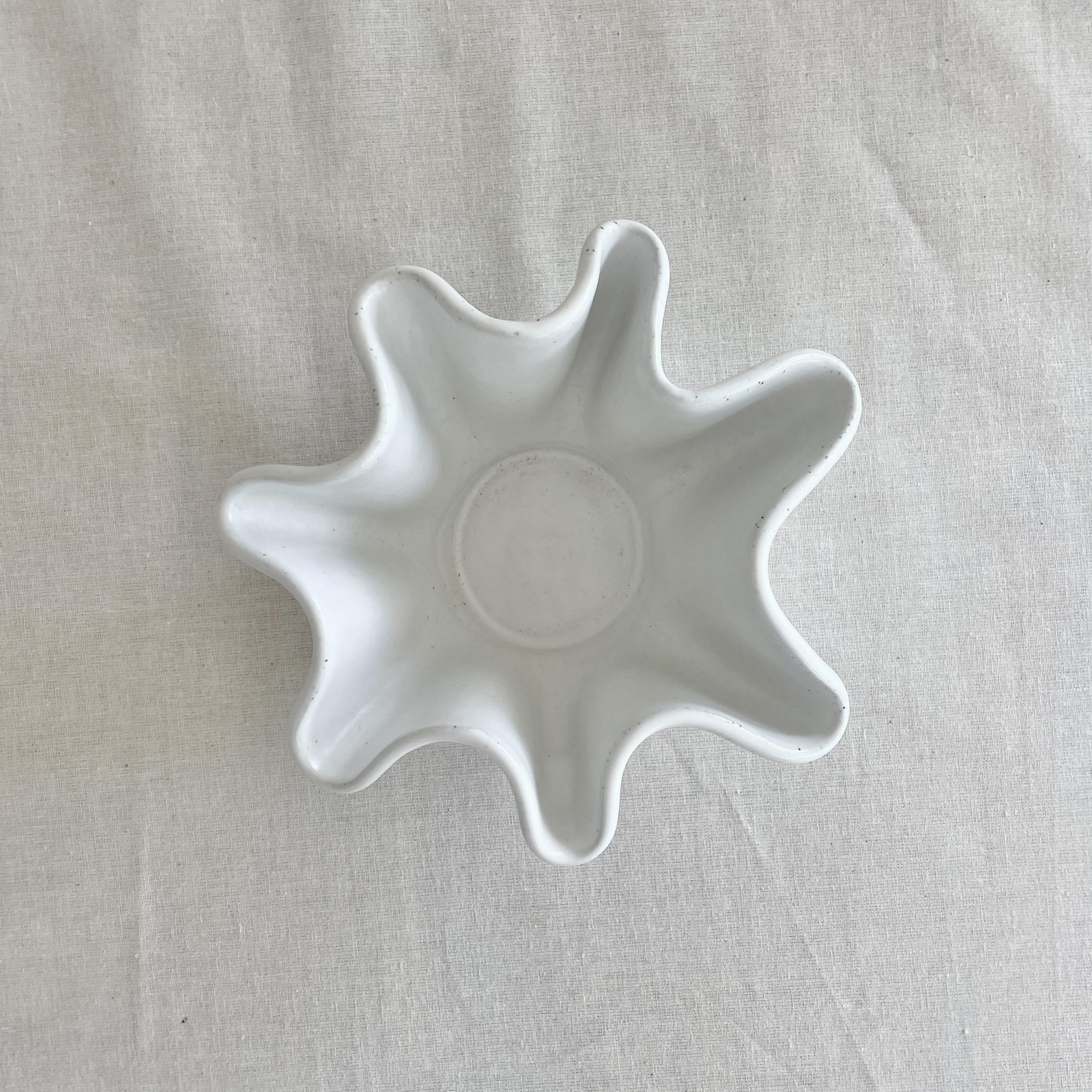 High Sided Wave Bowl - Medium/Small White - Irregular Form