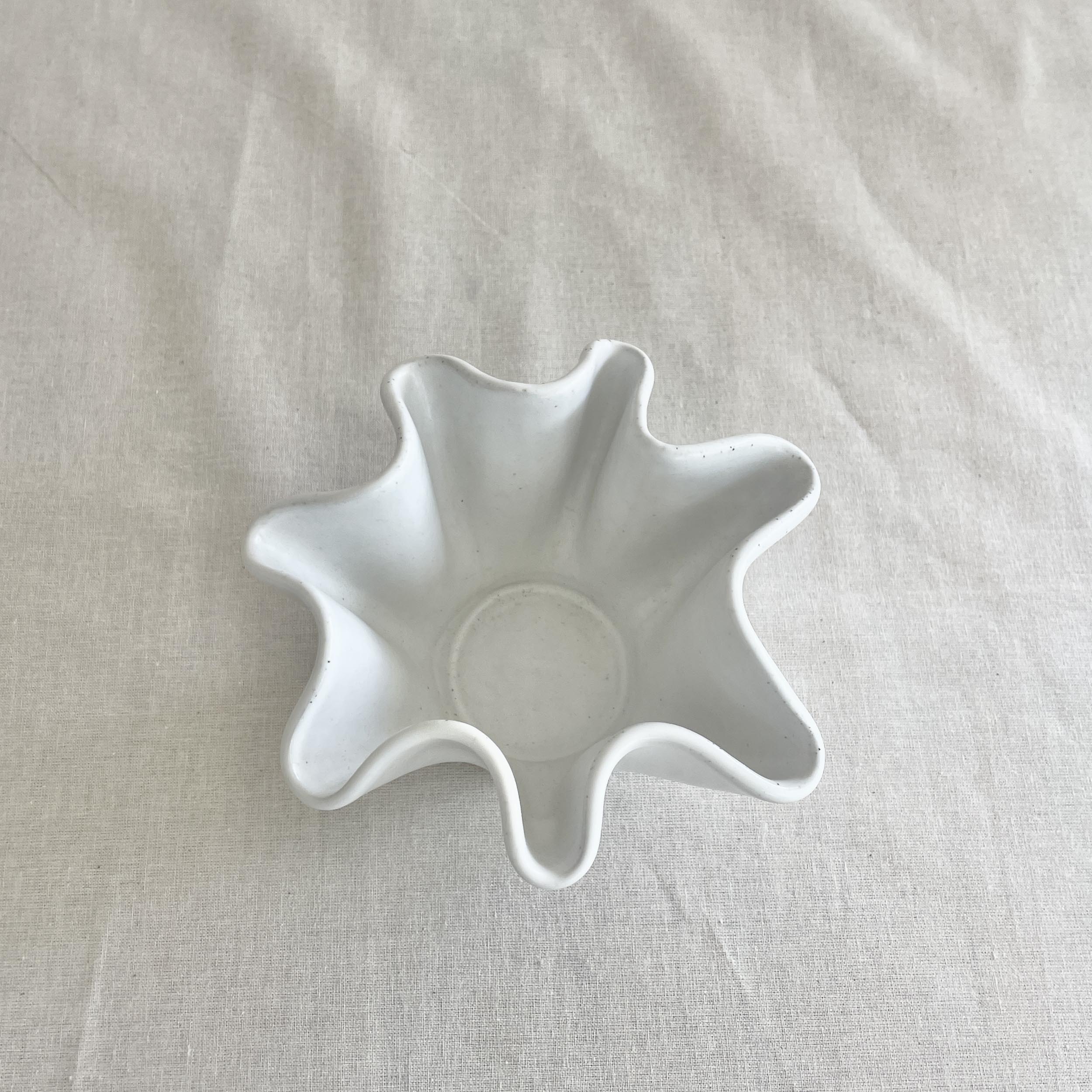 High Sided Wave Bowl - Medium/Small White - Irregular Form